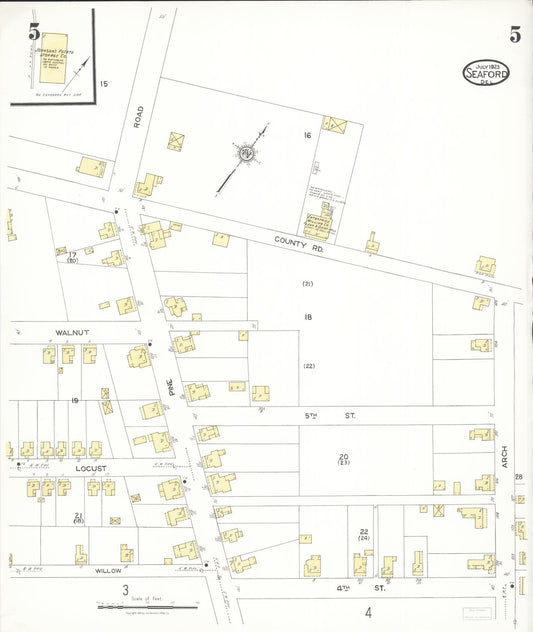 Sanborn Fire Insurance Map from Seaford, Sussex County, Delaware (1923), Sheet #0005 - Historic Sanborn Fire Insurance Map Print, vintage old map wall art, antique decor, genealogy gift, Delaware Delaware map
