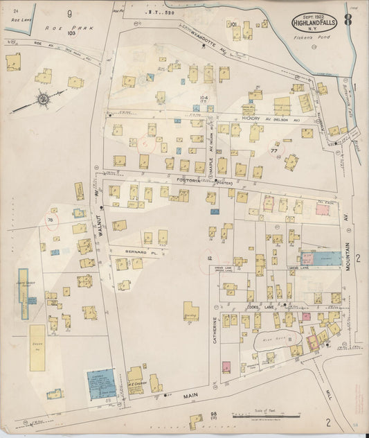 Sanborn Fire Insurance Map from Highland Falls, Orange County, New York (1937), Sheet #0008 - Historic Sanborn Fire Insurance Map Print, vintage old map wall art, antique decor, genealogy gift, New York New York map