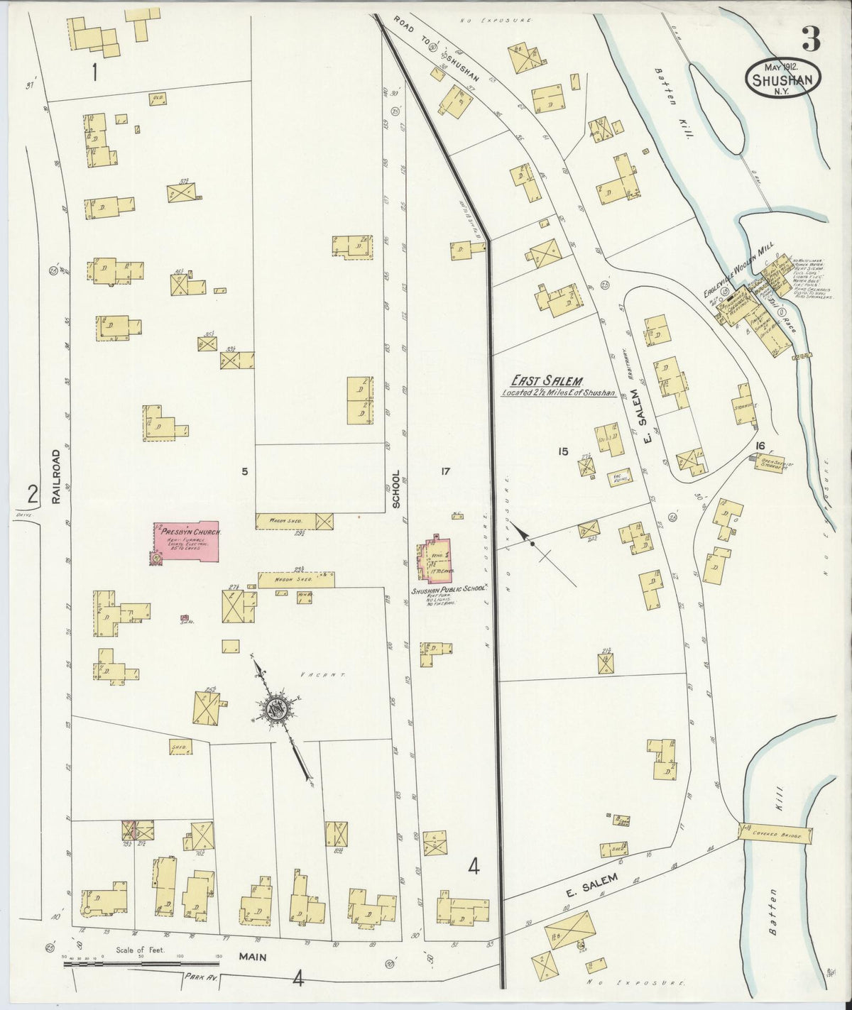 Sanborn Fire Insurance Map from Shushan, Washington County, New York (1912), Sheet #0003 - Complete Map Set gallery image, historic Sanborn map, vintage wall art, New York New York