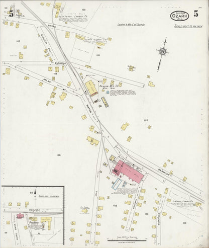 Sanborn Fire Insurance Map from Ozark, Dale County, Alabama (1923), Sheet #0005 - Complete Map Set gallery image, historic Sanborn map, vintage wall art, Alabama Alabama