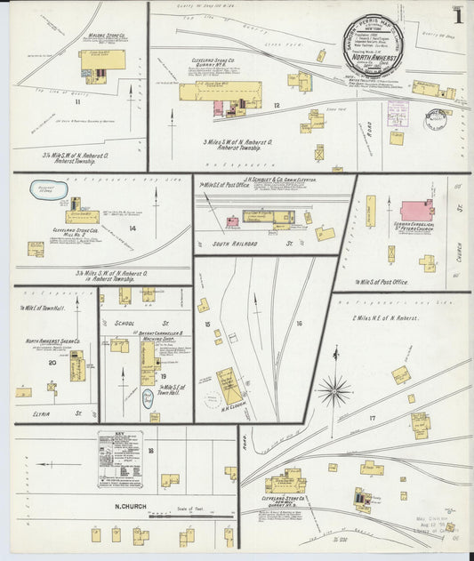 Sanborn Fire Insurance Map from North Amherst, Lorain County, Ohio (1901), Sheet #0001 - Complete Map Set gallery image, historic Sanborn map, vintage wall art, Ohio Ohio
