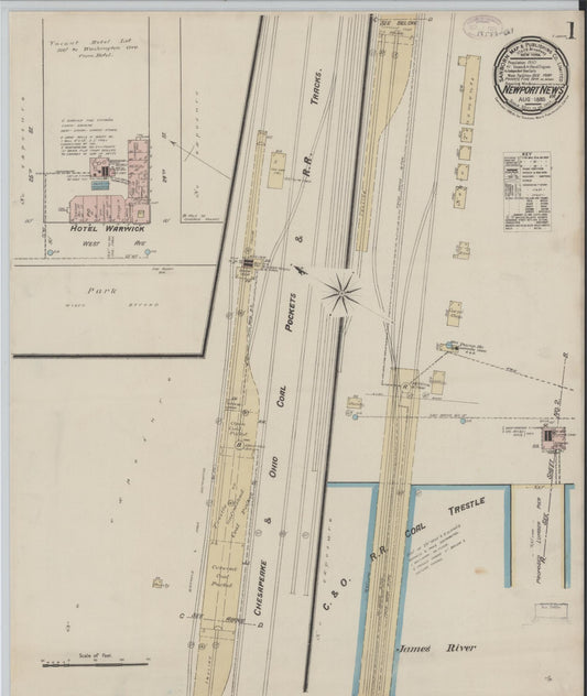 Sanborn Fire Insurance Map from Newport News, Independent Cities, Virginia. (1885) – Historic Sanborn Fire Insurance Map Print