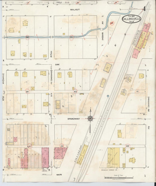 Sanborn Fire Insurance Map from Collinsville, Tulsa County, Oklahoma (1936), Sheet #0004 - Historic Sanborn Fire Insurance Map Print, vintage old map wall art, antique decor, genealogy gift, Oklahoma Oklahoma map
