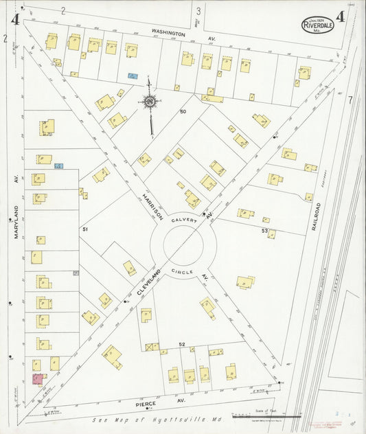 Sanborn Fire Insurance Map from Riverdale, Prince Georges County, Maryland (1924), Sheet #0004 - Historic Sanborn Fire Insurance Map Print, vintage old map wall art