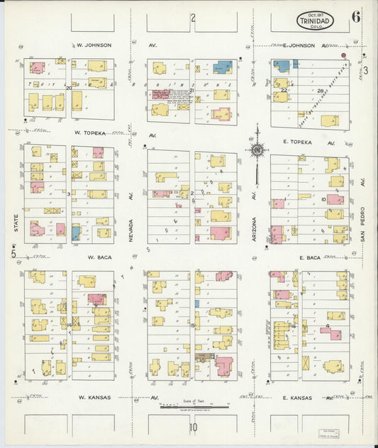 Sanborn Fire Insurance Map from Trinidad, Las Animas County, Colorado (1917), Sheet #0006 - Historic Sanborn Fire Insurance Map Print, vintage old map wall art, antique decor, genealogy gift, Colorado Colorado map