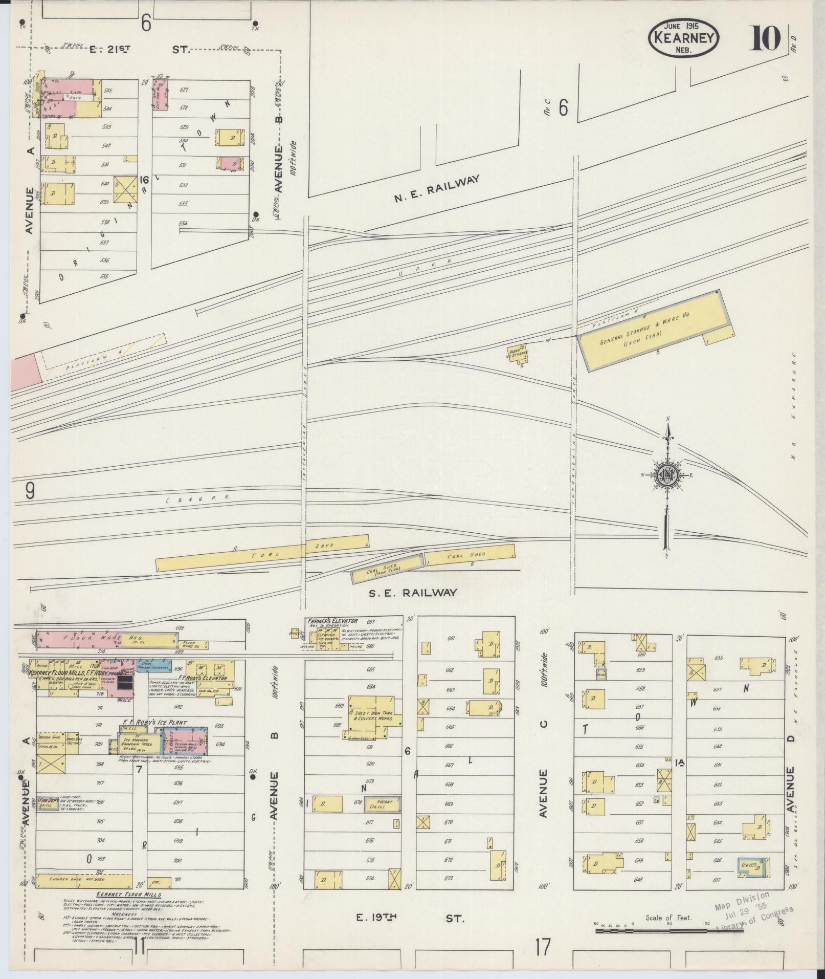 Sanborn Fire Insurance Map from Kearney, Buffalo County, Nebraska (1915), Sheet #0010 - Complete Map Set gallery image, historic Sanborn map, vintage wall art, Nebraska Nebraska