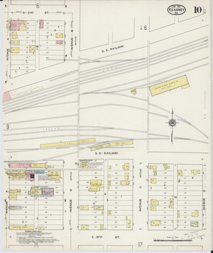 Sanborn Fire Insurance Map from Kearney, Buffalo County, Nebraska (1915), Sheet #0010 - Complete Map Set gallery image, historic Sanborn map, vintage wall art, Nebraska Nebraska