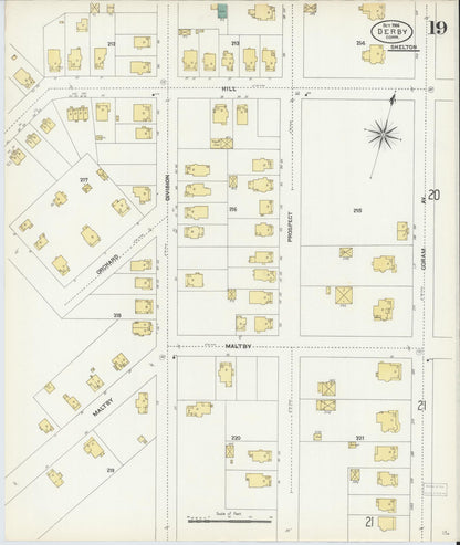 Sanborn Fire Insurance Map from Derby, New Haven County, Connecticut (1906), Sheet #0019 - Complete Map Set gallery image, historic Sanborn map, vintage wall art, Connecticut Connecticut