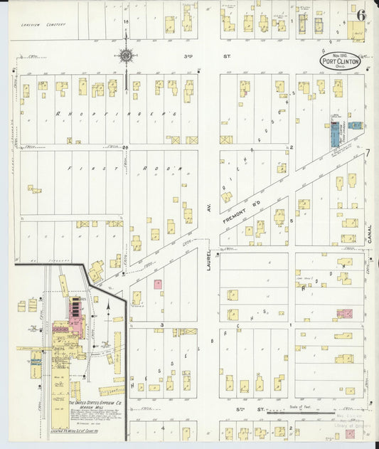 Sanborn Fire Insurance Map from Port Clinton, Ottawa County, Ohio (1910), Sheet #0006 - Historic Sanborn Fire Insurance Map Print, vintage old map wall art, antique decor, genealogy gift, Ohio Ohio map