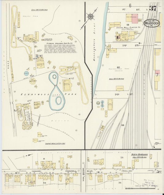 Sanborn Fire Insurance Map from Braddock, Allegheny County, Pennsylvania (1914), Sheet #0037 - Historic Sanborn Fire Insurance Map Print, vintage old map wall art, antique decor, genealogy gift, Pennsylvania Pennsylvania map