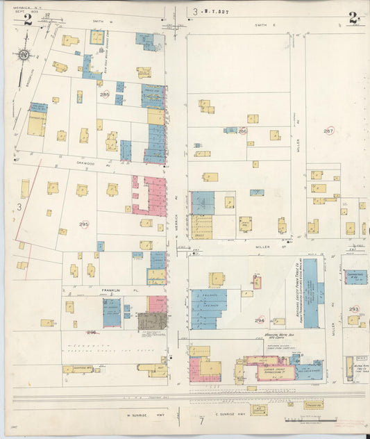 Sanborn Fire Insurance Map from Merrick, Nassau County, New York (1947), Sheet #0002 - Historic Sanborn Fire Insurance Map Print, vintage old map wall art, antique decor, genealogy gift, New York New York map