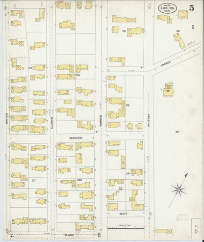 Sanborn Fire Insurance Map from Auburn, Androscoggin County, Maine (1902), Sheet #0005 - Complete Map Set gallery image, historic Sanborn map, vintage wall art, Maine Maine