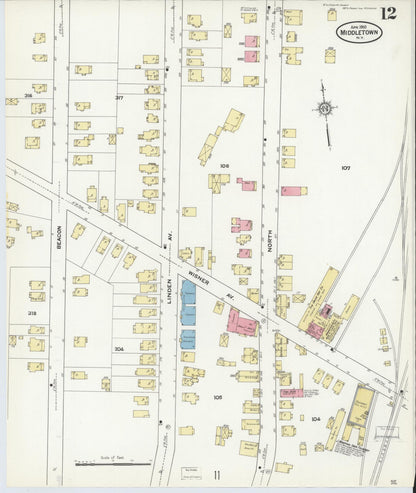 Sanborn Fire Insurance Map from Middletown, Orange County, New York (1910), Sheet #0012 - Complete Map Set gallery image, historic Sanborn map, vintage wall art, New York New York