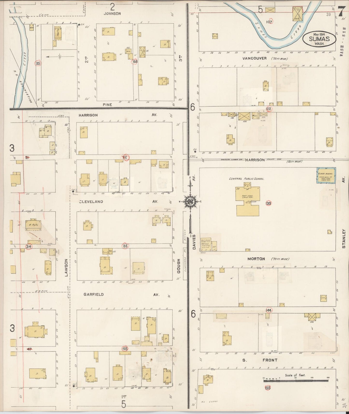 Sanborn Fire Insurance Map from Sumas, Whatcom County, Washington (1932), Sheet #0007 - Complete Map Set gallery image, historic Sanborn map, vintage wall art, Washington Washington