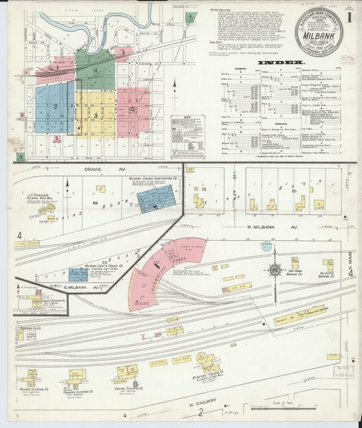 Sanborn Fire Insurance Map from Milbank, Grant County, South Dakota. (1910) – Historic Sanborn Fire Insurance Map Print