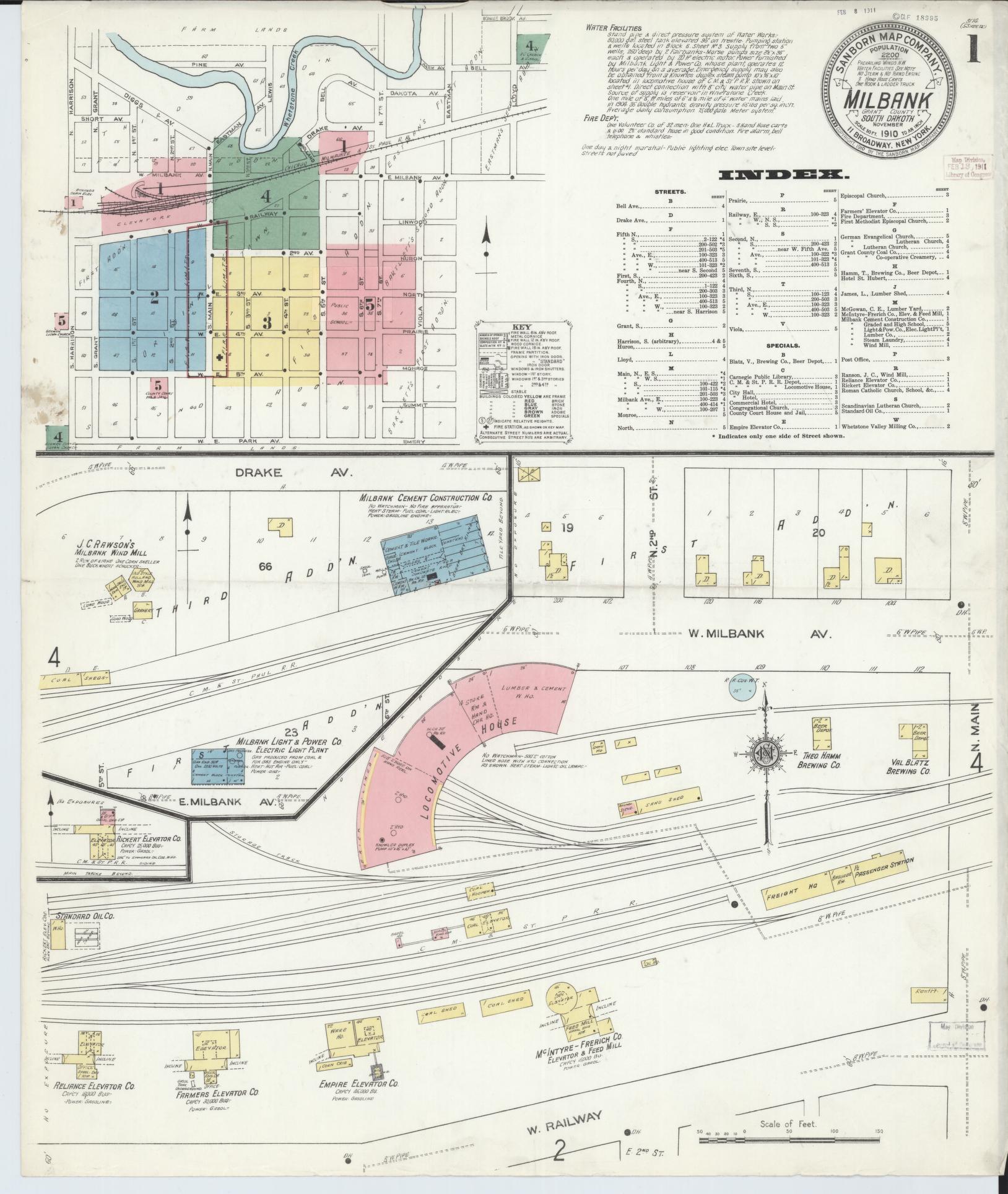 Sanborn Fire Insurance Map from Milbank, Grant County, South Dakota. (1910) – Historic Sanborn Fire Insurance Map Print