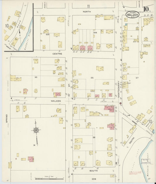 Sanborn Fire Insurance Map from Walden, Orange County, New York (1913), Sheet #0010 - Historic Sanborn Fire Insurance Map Print, vintage old map wall art, antique decor, genealogy gift, New York New York map