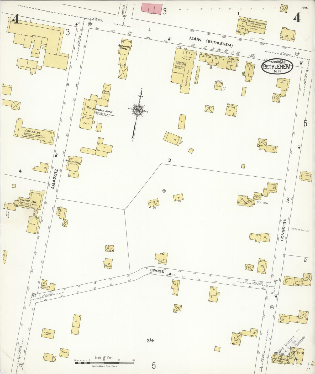 Sanborn Fire Insurance Map from Bethlehem, Grafton County, New Hampshire (1923), Sheet #0004 - Complete Map Set gallery image, historic Sanborn map, vintage wall art, New Hampshire New Hampshire