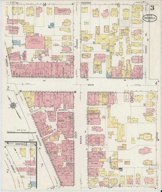 Sanborn Fire Insurance Map from Hornell, Steuben County, New York (1915), Sheet #0003 - Historic Sanborn Fire Insurance Map Print, vintage old map wall art, antique decor, genealogy gift, New York New York map
