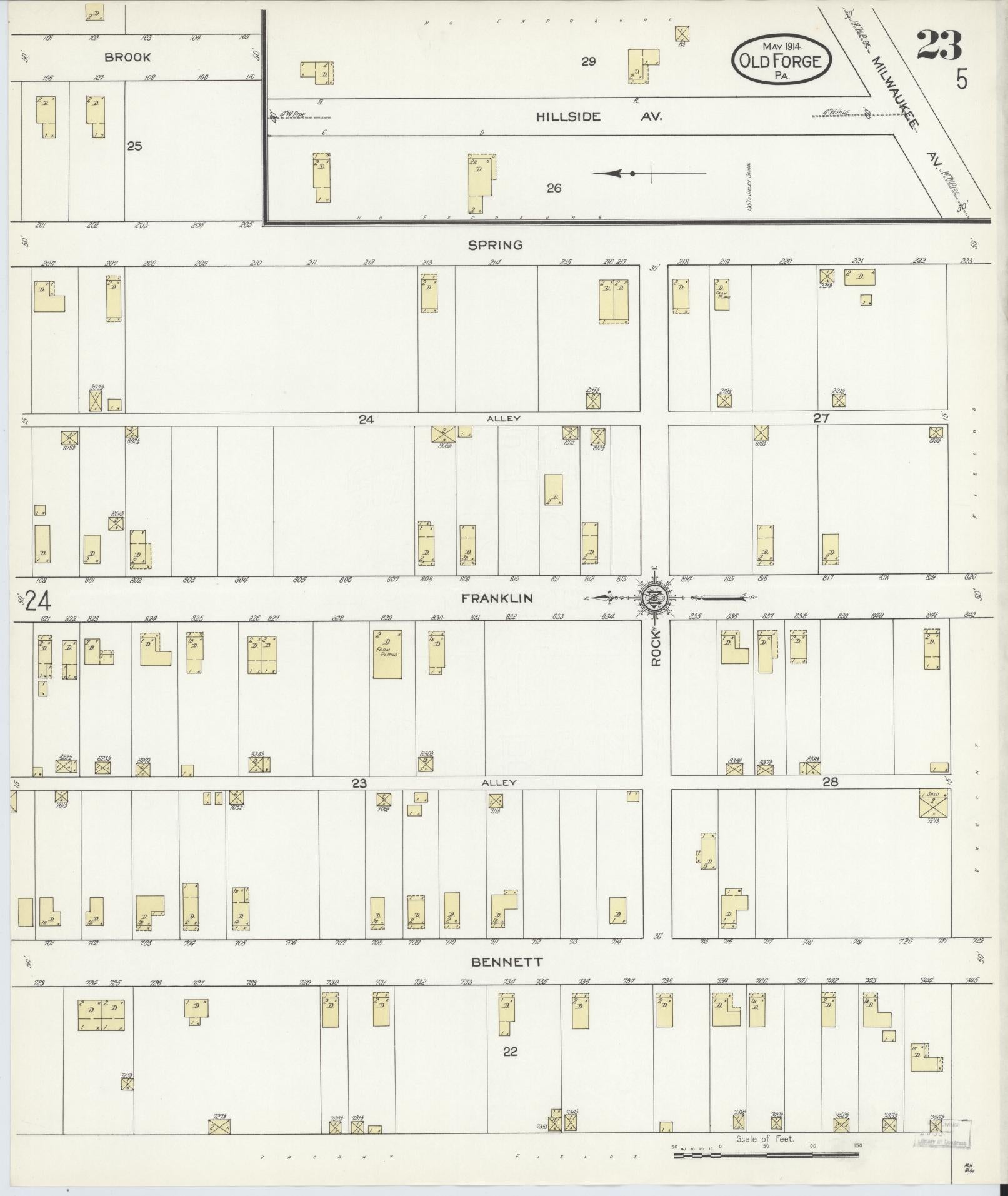 Sanborn Fire Insurance Map from Old Forge, Lackawanna County, Pennsylvania (1914), Sheet #0023 - Complete Map Set gallery image, historic Sanborn map, vintage wall art, Pennsylvania Pennsylvania