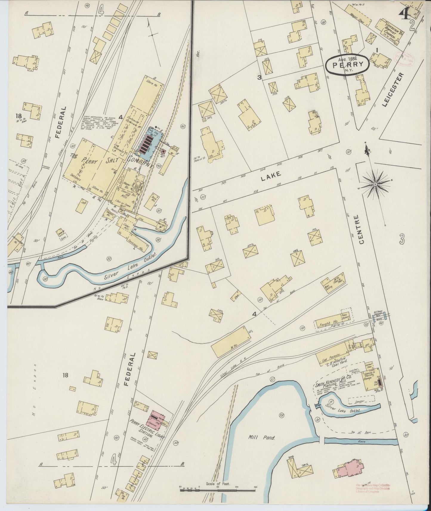 Sanborn Fire Insurance Map from Perry, Wyoming County, New York (1894), Sheet #0004 - Complete Map Set gallery image, historic Sanborn map, vintage wall art, Perry Wyoming