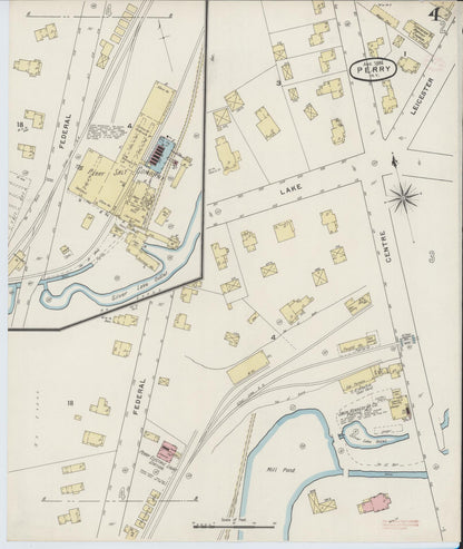 Sanborn Fire Insurance Map from Perry, Wyoming County, New York (1894), Sheet #0004 - Complete Map Set gallery image, historic Sanborn map, vintage wall art, Perry Wyoming