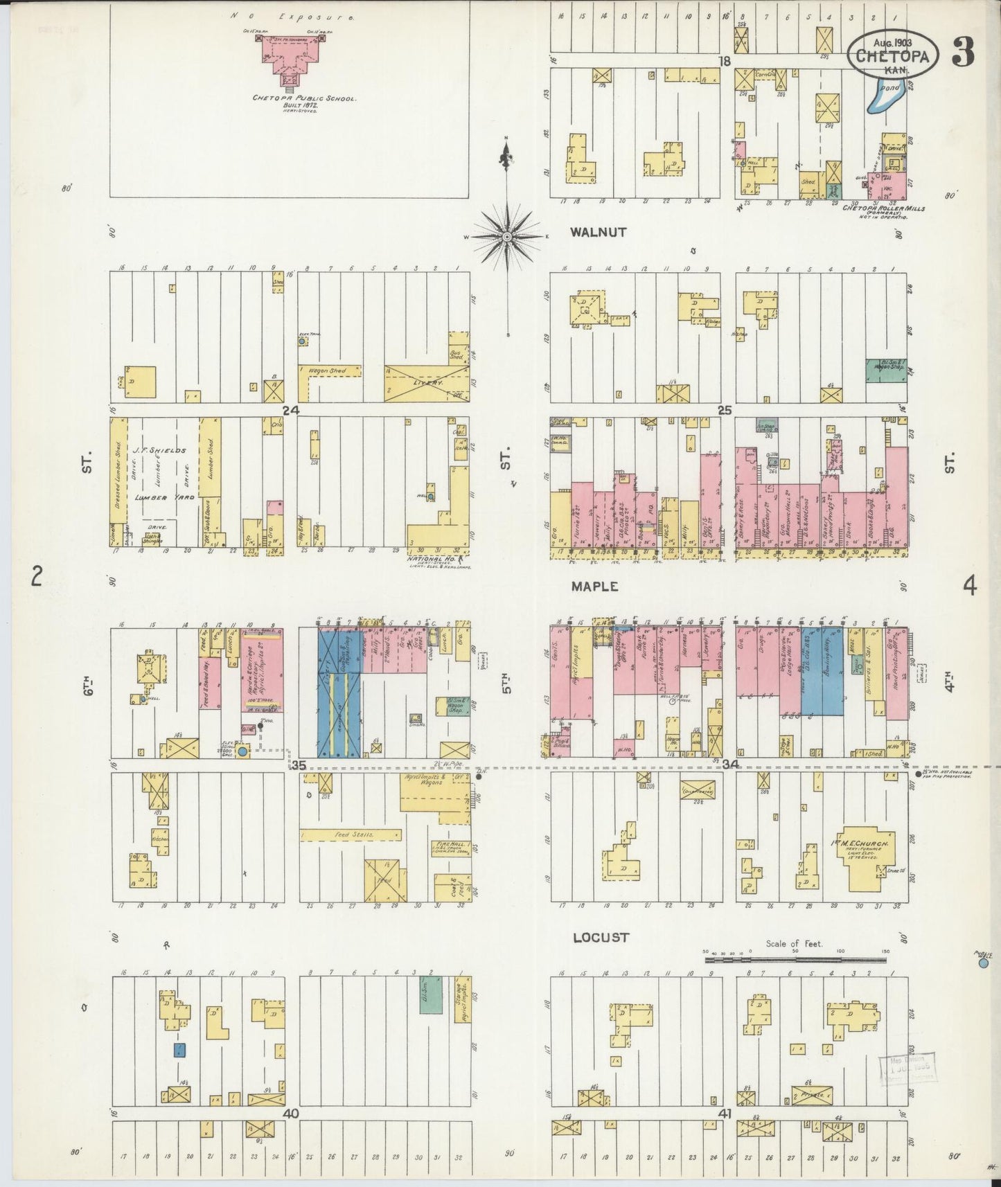 Sanborn Fire Insurance Map from Chetopa, Labette County, Kansas (1903), Sheet #0003 - Complete Map Set gallery image, historic Sanborn map, vintage wall art, Kansas Kansas