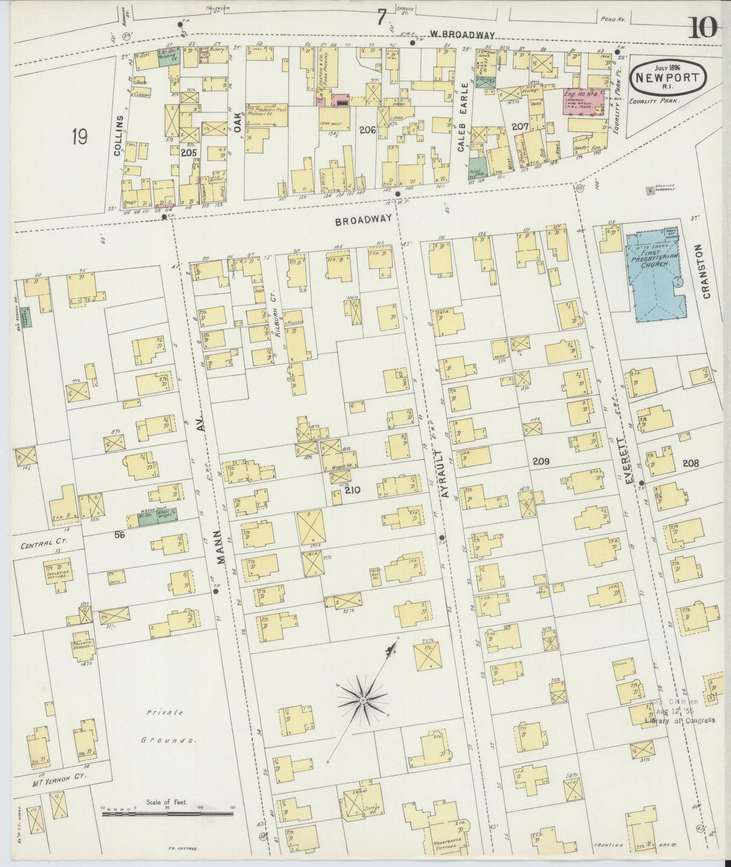 Sanborn Fire Insurance Map from Newport, Newport County, Rhode Island (1896), Sheet #0010 - Complete Map Set gallery image, historic Sanborn map, vintage wall art, Rhode Island Rhode Island