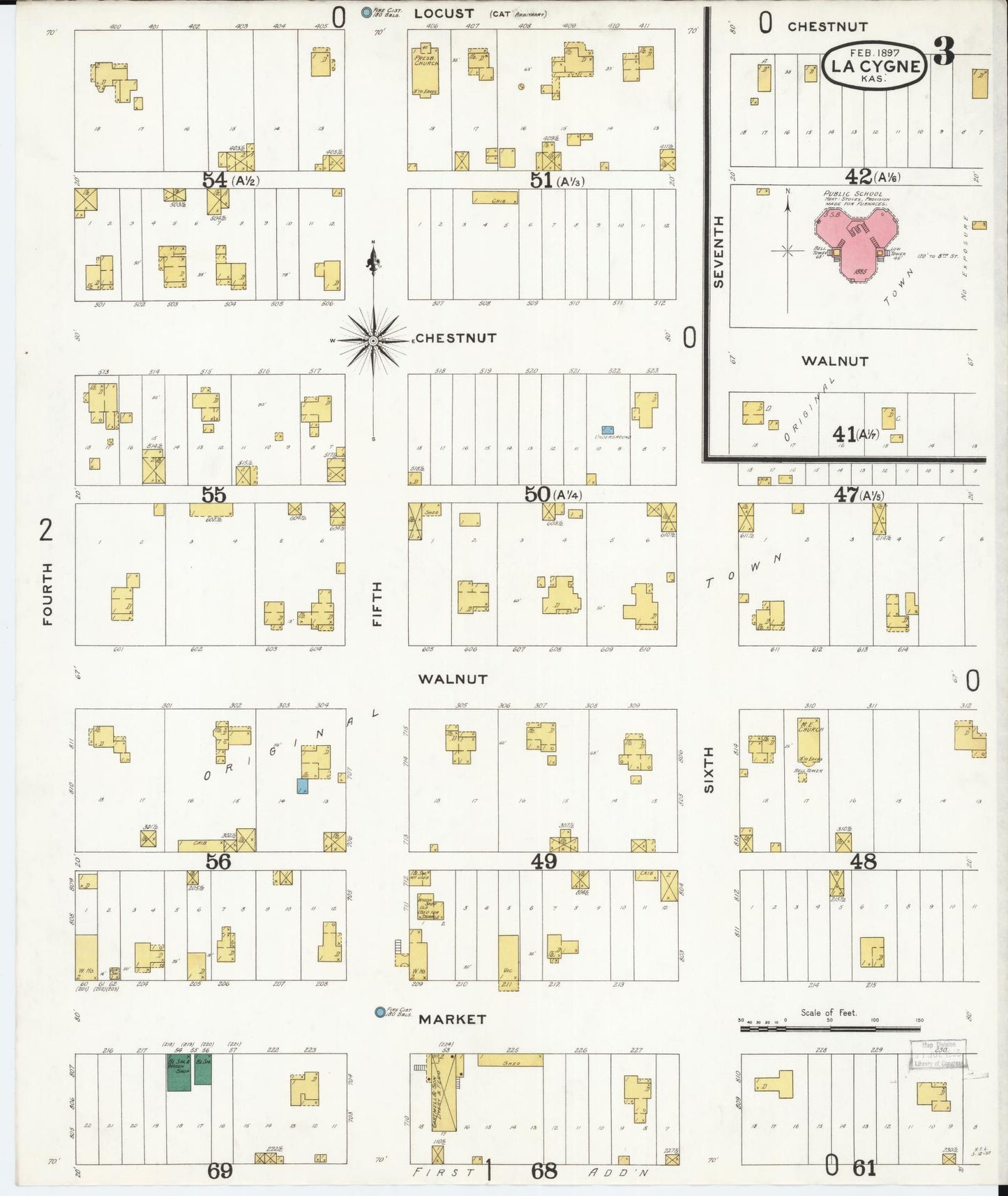 Sanborn Fire Insurance Map from La Cynge, Linn County, Kansas (1897), Sheet #0003 - Historic Sanborn Fire Insurance Map Print, vintage old map wall art, antique decor, genealogy gift, Kansas Kansas map