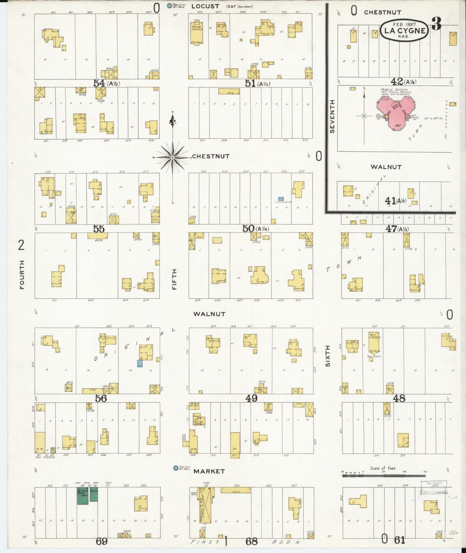 Sanborn Fire Insurance Map from La Cynge, Linn County, Kansas (1897), Sheet #0003 - Historic Sanborn Fire Insurance Map Print, vintage old map wall art, antique decor, genealogy gift, Kansas Kansas map