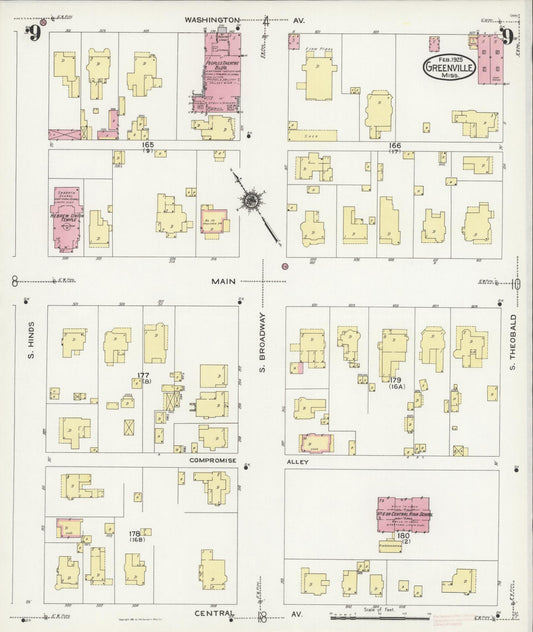 Sanborn Fire Insurance Map from Greenville, Washington County, Mississippi (1925), Sheet #0009 - Historic Sanborn Fire Insurance Map Print, vintage old map wall art, antique decor, genealogy gift, Mississippi Mississippi map