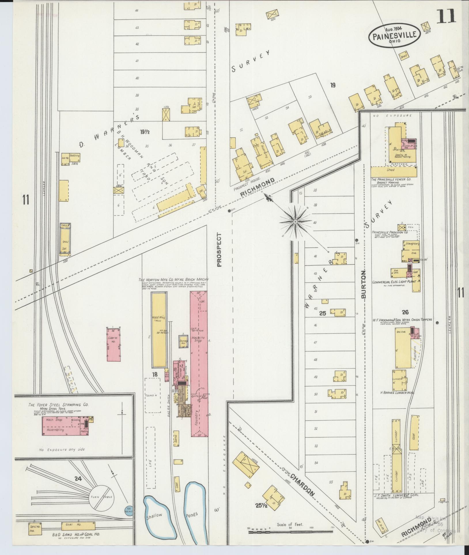 Sanborn Fire Insurance Map from Painesville, Lake County, Ohio (1904), Sheet #0011 - Historic Sanborn Fire Insurance Map Print, vintage old map wall art, antique decor, genealogy gift, Ohio Ohio map