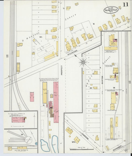 Sanborn Fire Insurance Map from Painesville, Lake County, Ohio (1904), Sheet #0011 - Historic Sanborn Fire Insurance Map Print, vintage old map wall art, antique decor, genealogy gift, Ohio Ohio map