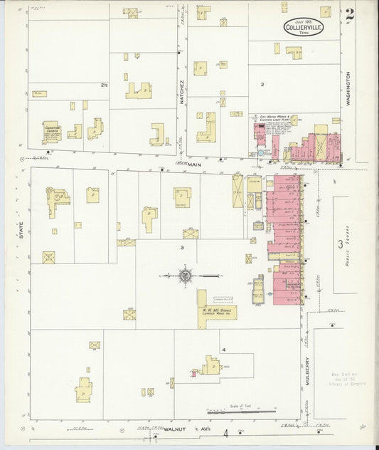 Sanborn Fire Insurance Map from Collierville, Shelby County, Tennessee (1913), Sheet #0002 - Historic Sanborn Fire Insurance Map Print, vintage old map wall art, antique decor, genealogy gift, Tennessee Tennessee map
