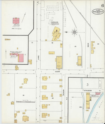 Sanborn Fire Insurance Map from Shelbyville, Bedford County, Tennessee (1899), Sheet #0006 - Complete Map Set gallery image, historic Sanborn map, vintage wall art, Tennessee Tennessee