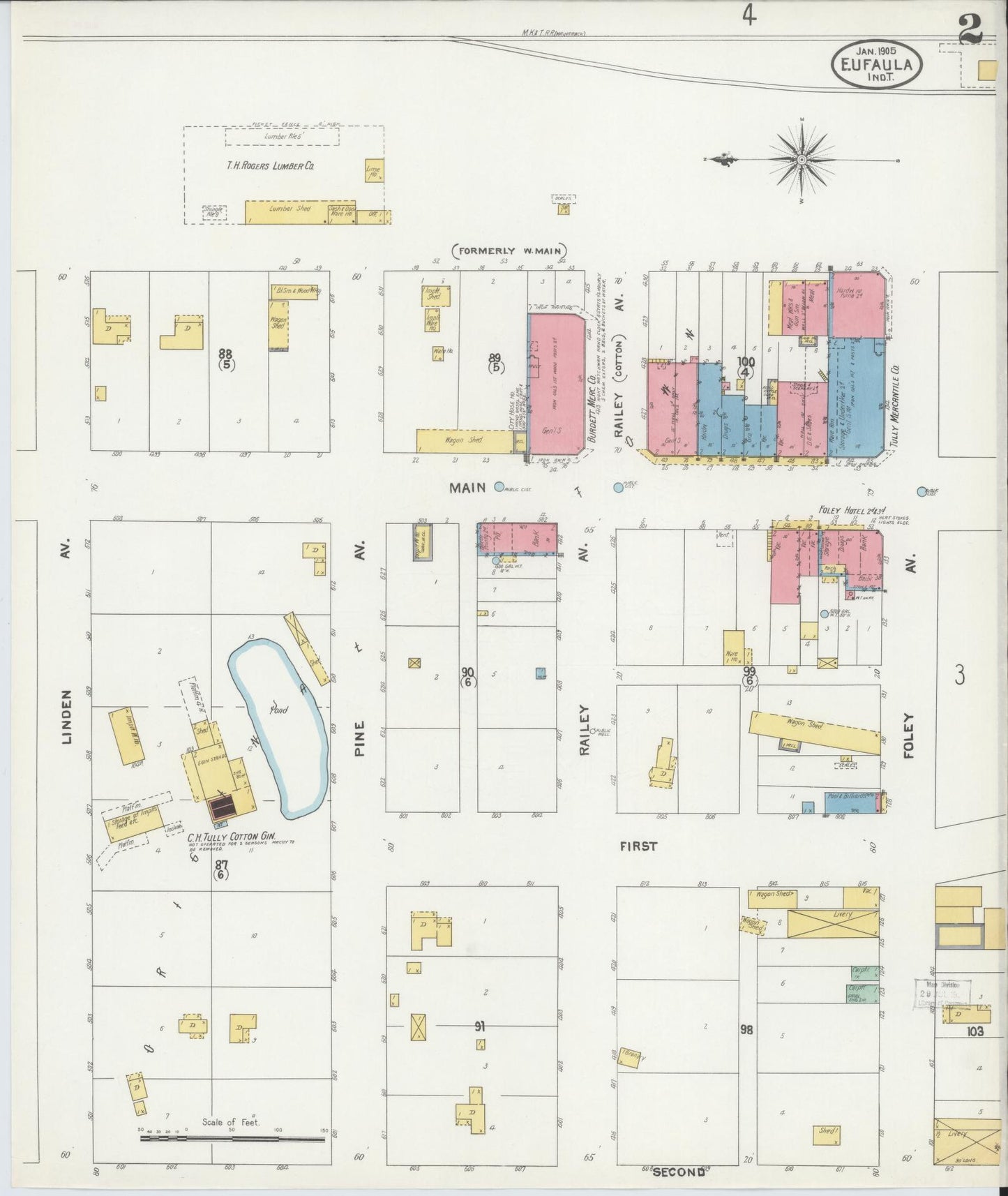 Sanborn Fire Insurance Map from Eufala, McIntosch County, Oklahoma (1905), Sheet #0002 - Complete Map Set gallery image, historic Sanborn map, vintage wall art, Oklahoma Oklahoma