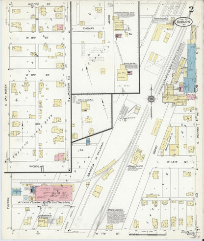 Sanborn Fire Insurance Map from Auburn, De Kalb County, Indiana (1914), Sheet #0002 - Complete Map Set gallery image, historic Sanborn map, vintage wall art, Indiana Indiana