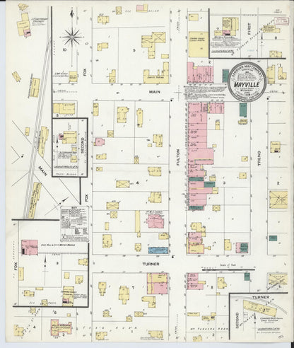 Sanborn Fire Insurance Map from Mayville, Tuscola County, Michigan (1909), Sheet #0001 - Historic Sanborn Fire Insurance Map Print, vintage old map wall art, antique decor, genealogy gift, Michigan Michigan map