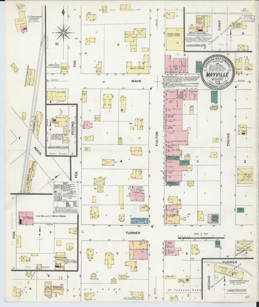 Sanborn Fire Insurance Map from Mayville, Tuscola County, Michigan (1909), Sheet #0001 - Historic Sanborn Fire Insurance Map Print, vintage old map wall art, antique decor, genealogy gift, Michigan Michigan map