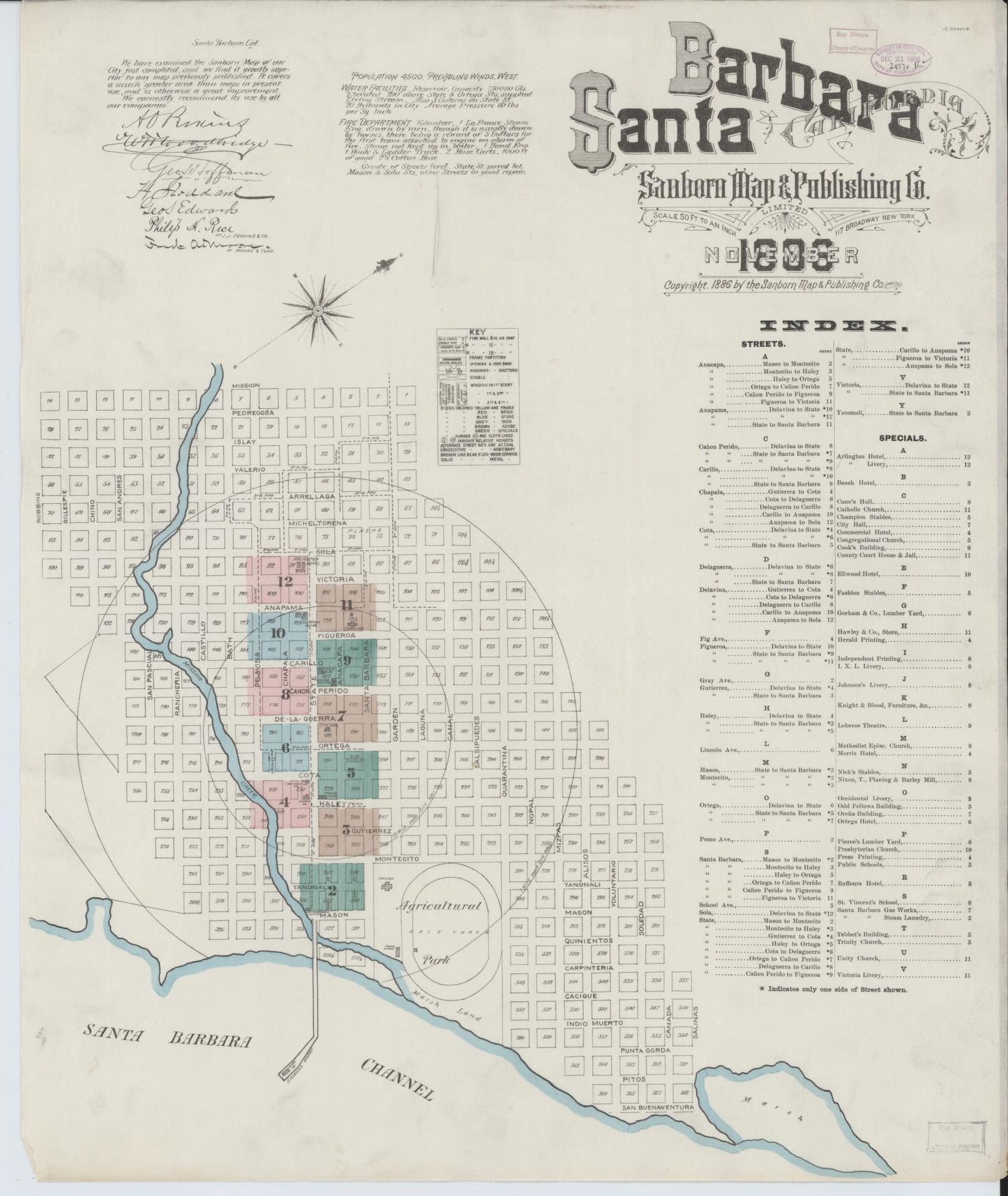 Sanborn Fire Insurance Map from Santa Barbara, Santa Barbara County, California (1886), Sheet #0001 - Complete Map Set gallery image, historic Sanborn map, vintage wall art, California California