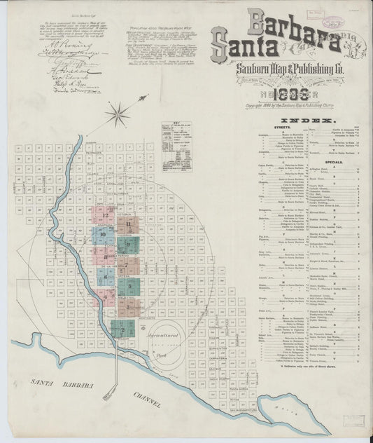 Sanborn Fire Insurance Map from Santa Barbara, Santa Barbara County, California (1886), Sheet #0001 - Complete Map Set gallery image, historic Sanborn map, vintage wall art, California California