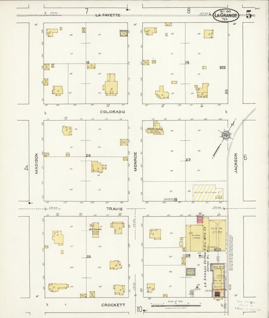 Sanborn Fire Insurance Map from La Grange, Fayette County, Texas (1921), Sheet #0005 - Historic Sanborn Fire Insurance Map Print, vintage old map wall art, antique decor, genealogy gift, Texas Texas map