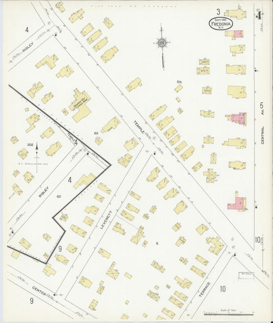 Sanborn Fire Insurance Map from Fredonia, Chautauqua County, New York (1912), Sheet #0004 - Historic Sanborn Fire Insurance Map Print, vintage old map wall art, antique decor, genealogy gift, New York New York map