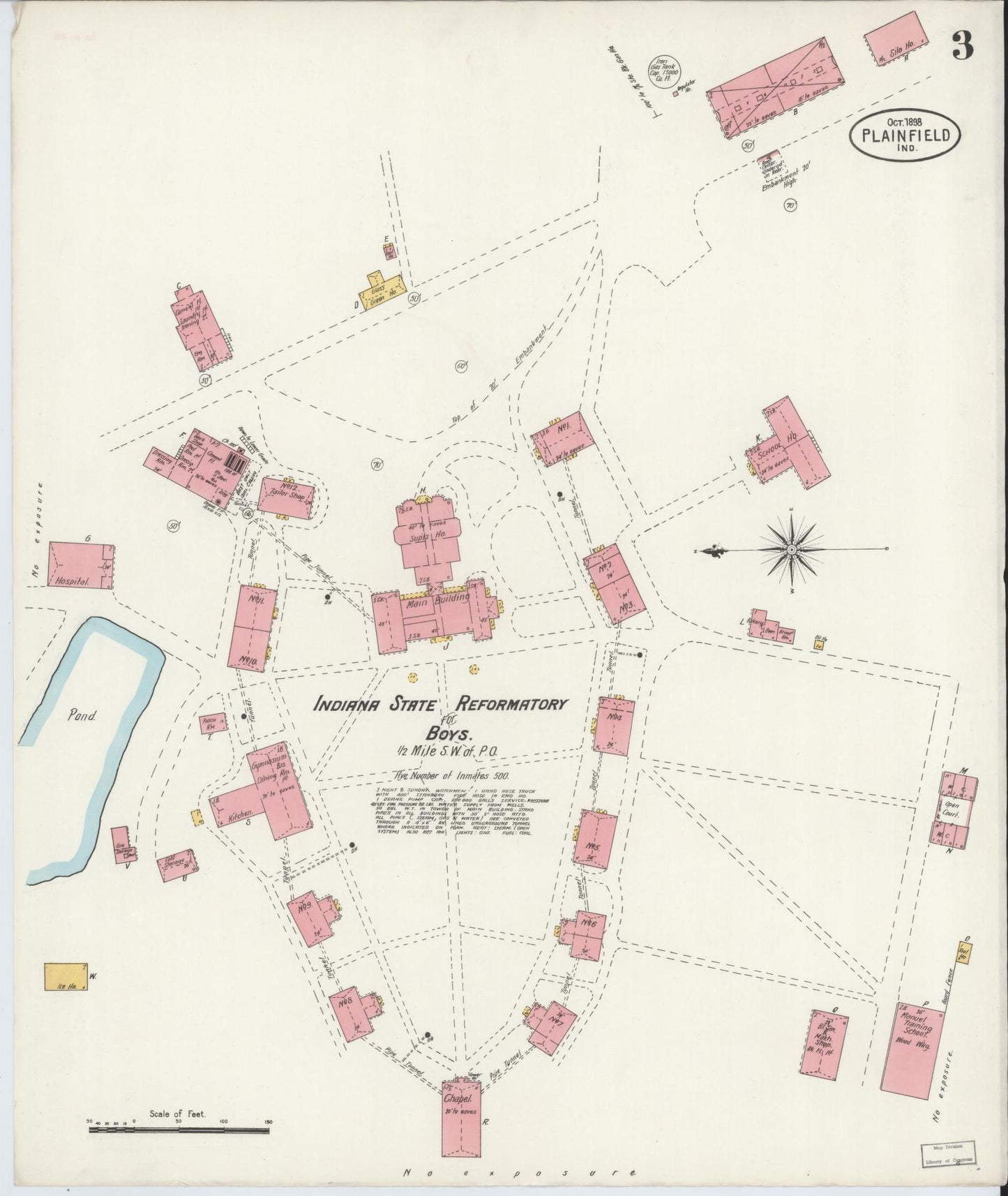 Sanborn Fire Insurance Map from Plainfield, Hendricks County, Indiana (1898), Sheet #0003 - Historic Sanborn Fire Insurance Map Print, vintage old map wall art, antique decor, genealogy gift, Indiana Indiana map