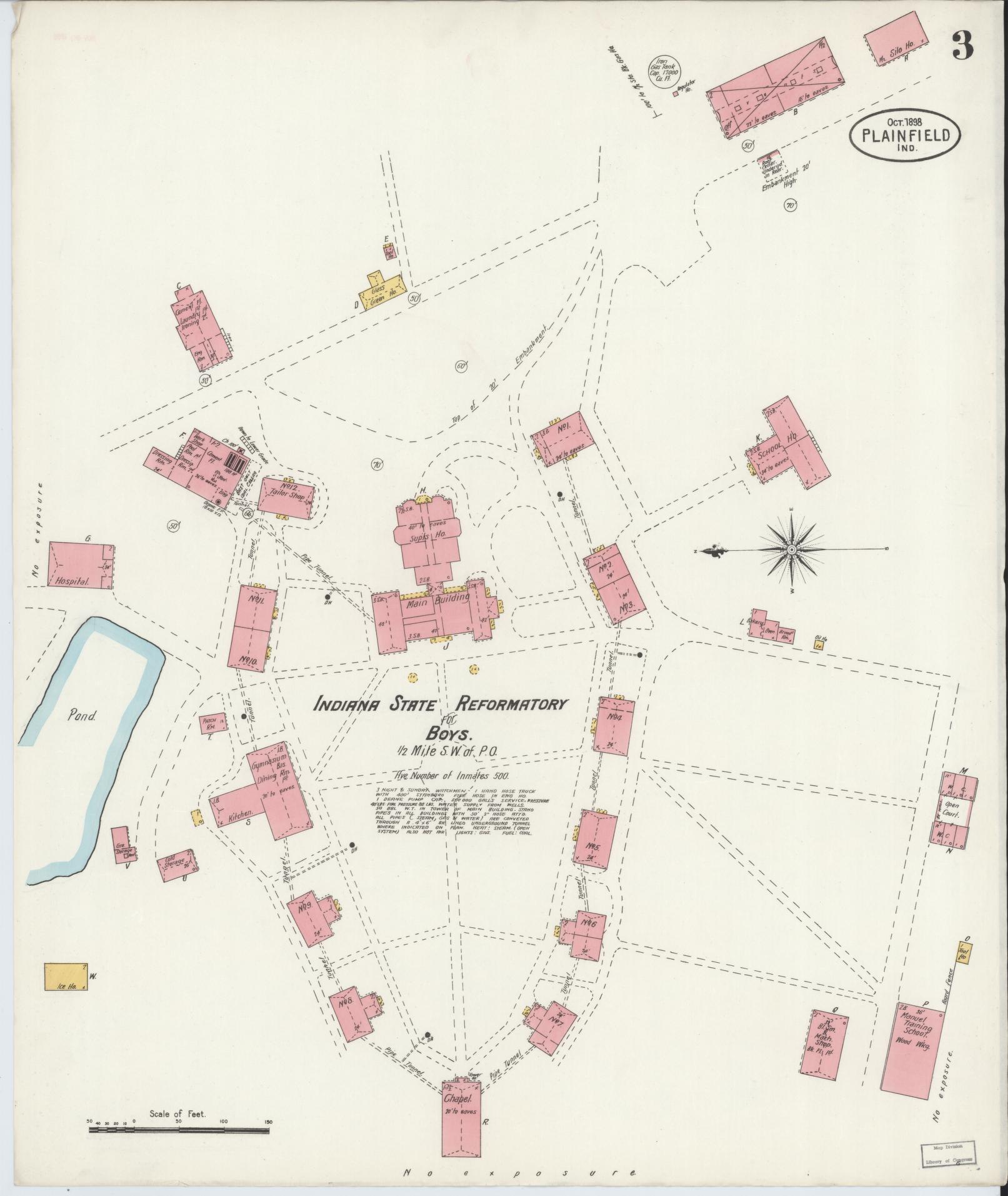 Sanborn Fire Insurance Map from Plainfield, Hendricks County, Indiana (1898), Sheet #0003 - Historic Sanborn Fire Insurance Map Print, vintage old map wall art, antique decor, genealogy gift, Indiana Indiana map