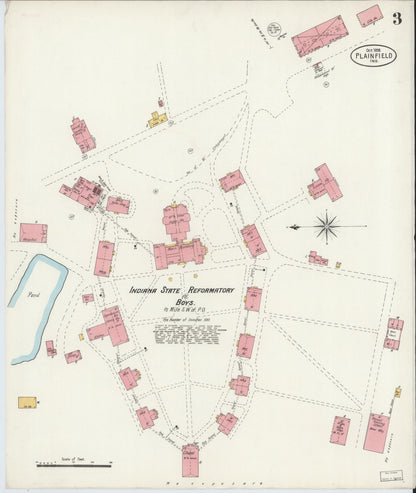 Sanborn Fire Insurance Map from Plainfield, Hendricks County, Indiana (1898), Sheet #0003 - Historic Sanborn Fire Insurance Map Print, vintage old map wall art, antique decor, genealogy gift, Indiana Indiana map