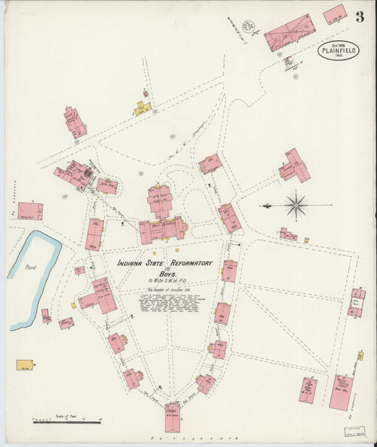 Sanborn Fire Insurance Map from Plainfield, Hendricks County, Indiana (1898), Sheet #0003 - Historic Sanborn Fire Insurance Map Print, vintage old map wall art, antique decor, genealogy gift, Indiana Indiana map
