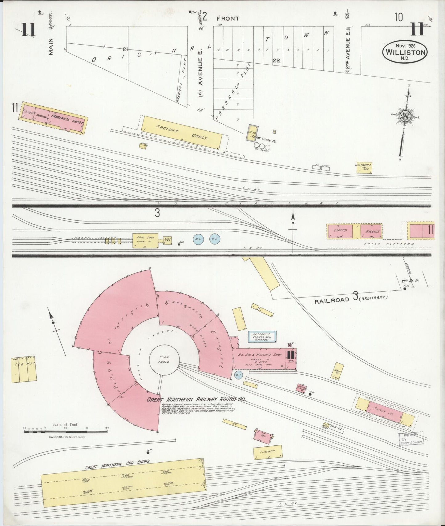 Sanborn Fire Insurance Map from Williston, Williams County, North Dakota (1926), Sheet #0011 - Complete Map Set gallery image, historic Sanborn map, vintage wall art, North Dakota North Dakota