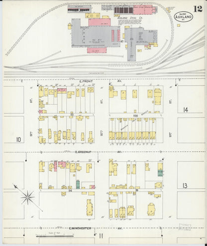 Sanborn Fire Insurance Map from Ashland, Boyd County, Kentucky (1901), Sheet #0012 - Complete Map Set gallery image, historic Sanborn map, vintage wall art, Kentucky Kentucky