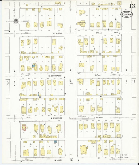 Sanborn Fire Insurance Map from Emporia, Lyon County, Kansas (1911), Sheet #0013 - Historic Sanborn Fire Insurance Map Print, vintage old map wall art, antique decor, genealogy gift, Kansas Kansas map